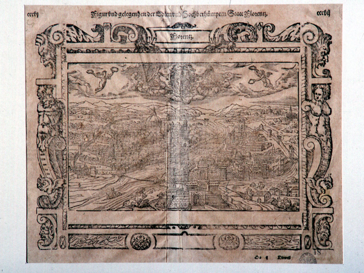 veduta panoramica di Firenze (stampa) di Clauser Jacob (sec. XVI)