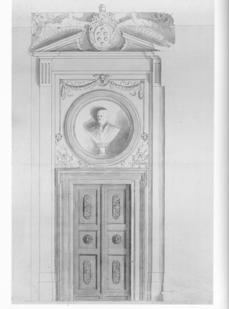 porta della sala di Clemente VII in Palazzo Vecchio a Firenze (disegno) - ambito toscano (sec. XIX)