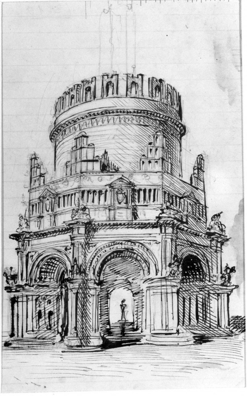 veduta del monumento (disegno) di Corinti Corinto (sec. XIX)
