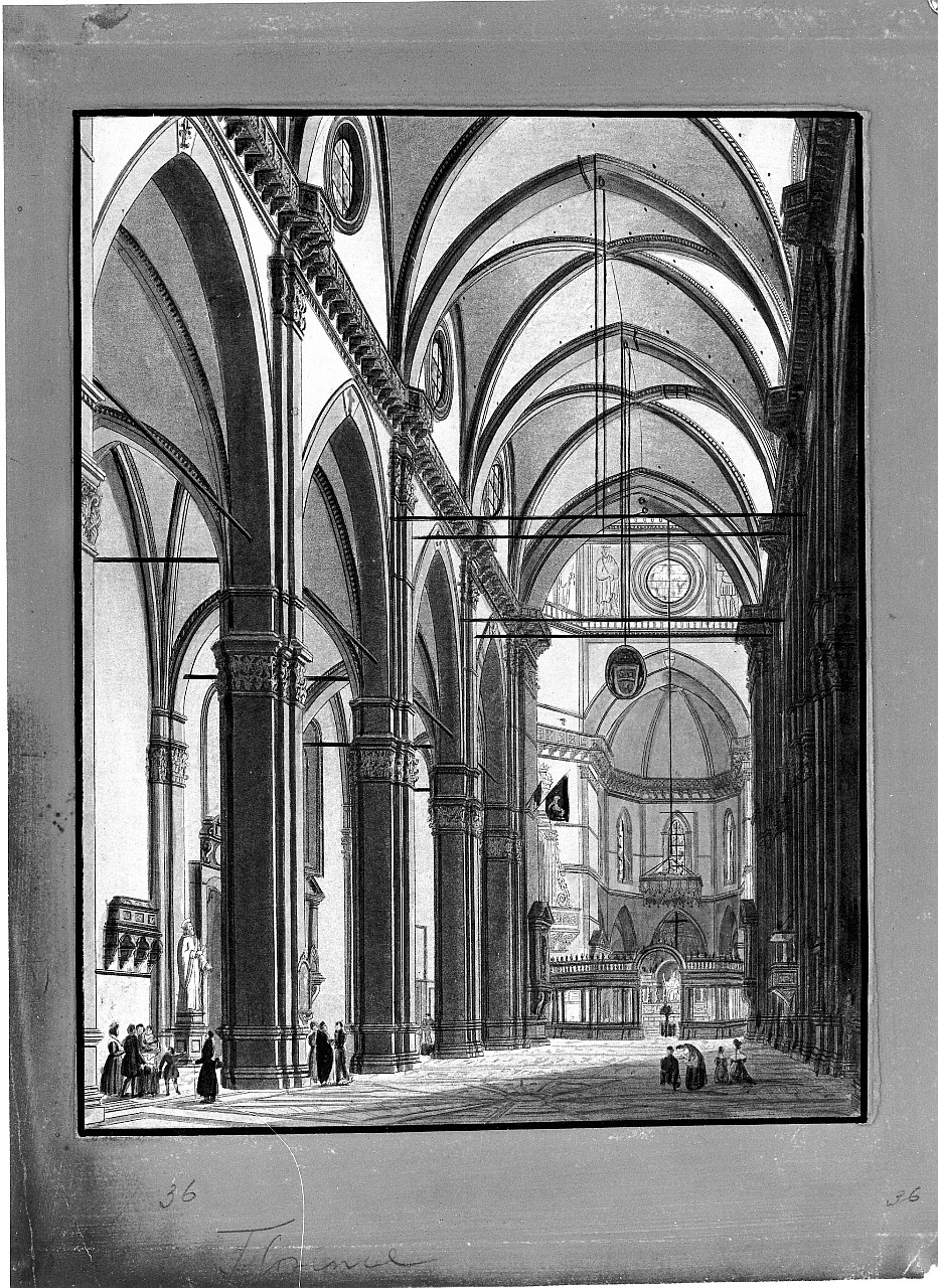 interno di S. Maria del Fiore a Firenze (stampa) di Francolini F. (?) (prima metà sec. XIX)