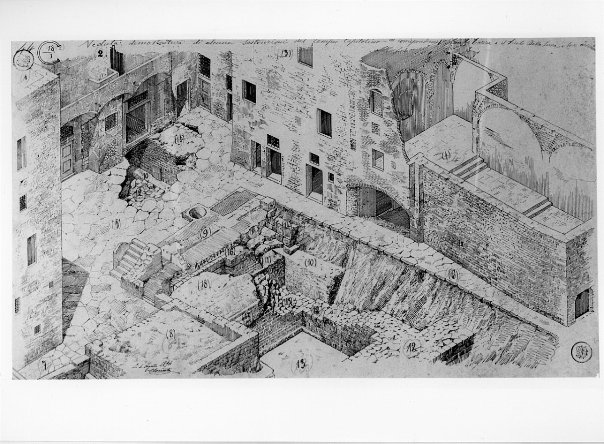 assonometria del tempio Capitolino a Firenze (stampa) di Corinti Corinto - ambito fiorentino (sec. XIX)