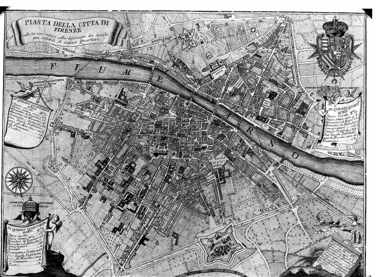 Pianta di Firenze (stampa, serie) di Ruggieri Ferdinando, Poggiali Giuseppe (sec. XVIII)