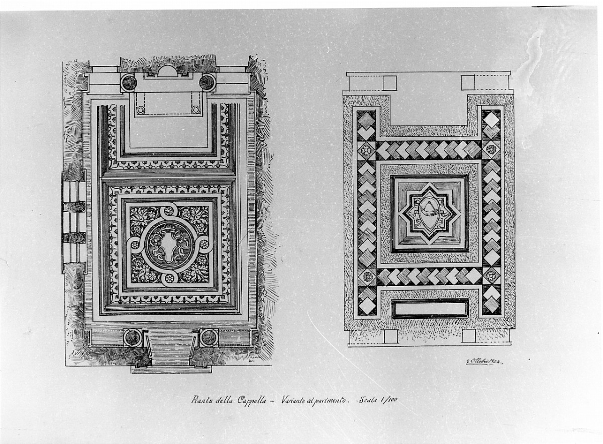 progetto di una cappella funeraria della famiglia Gerini (stampa, serie) di Corinti Corinto - ambito fiorentino (sec. XX)