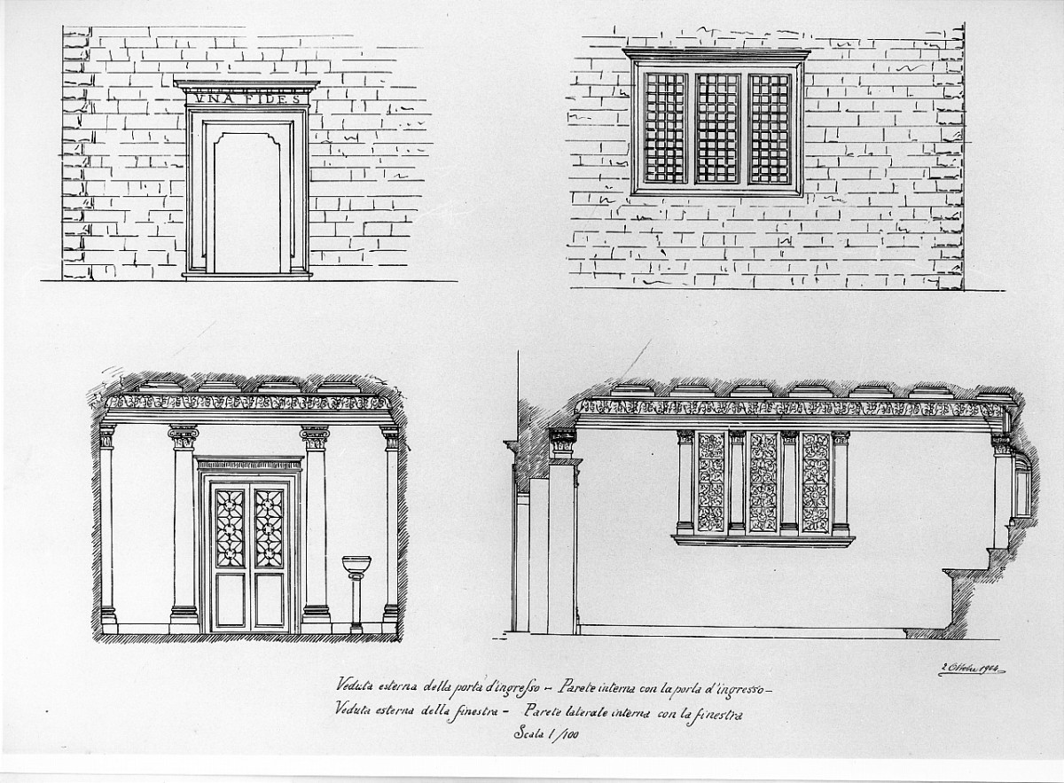 prospetto delle pareti esterne (stampa, serie) di Corinti Corinto - ambito fiorentino (sec. XX)