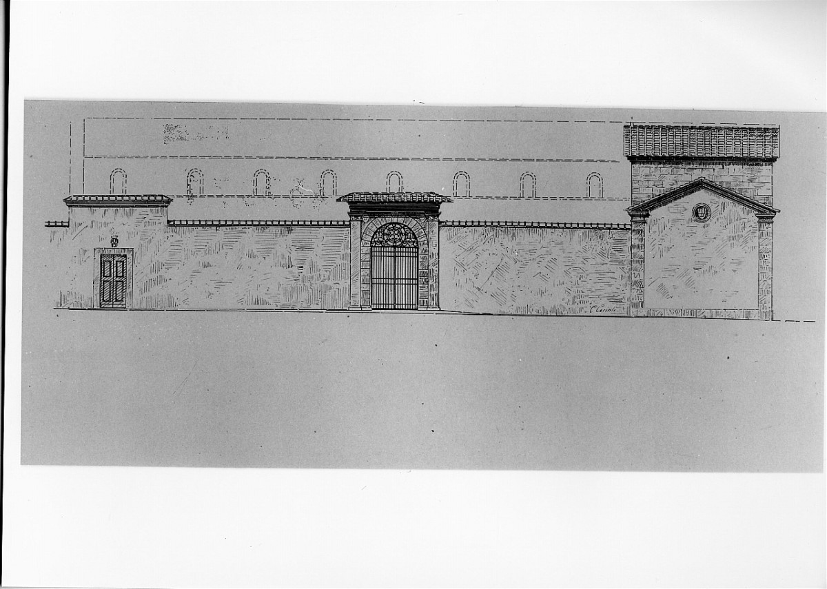 prospetto del muro di cinta (stampa, serie) di Corinti Corinto - ambito fiorentino (sec. XX)