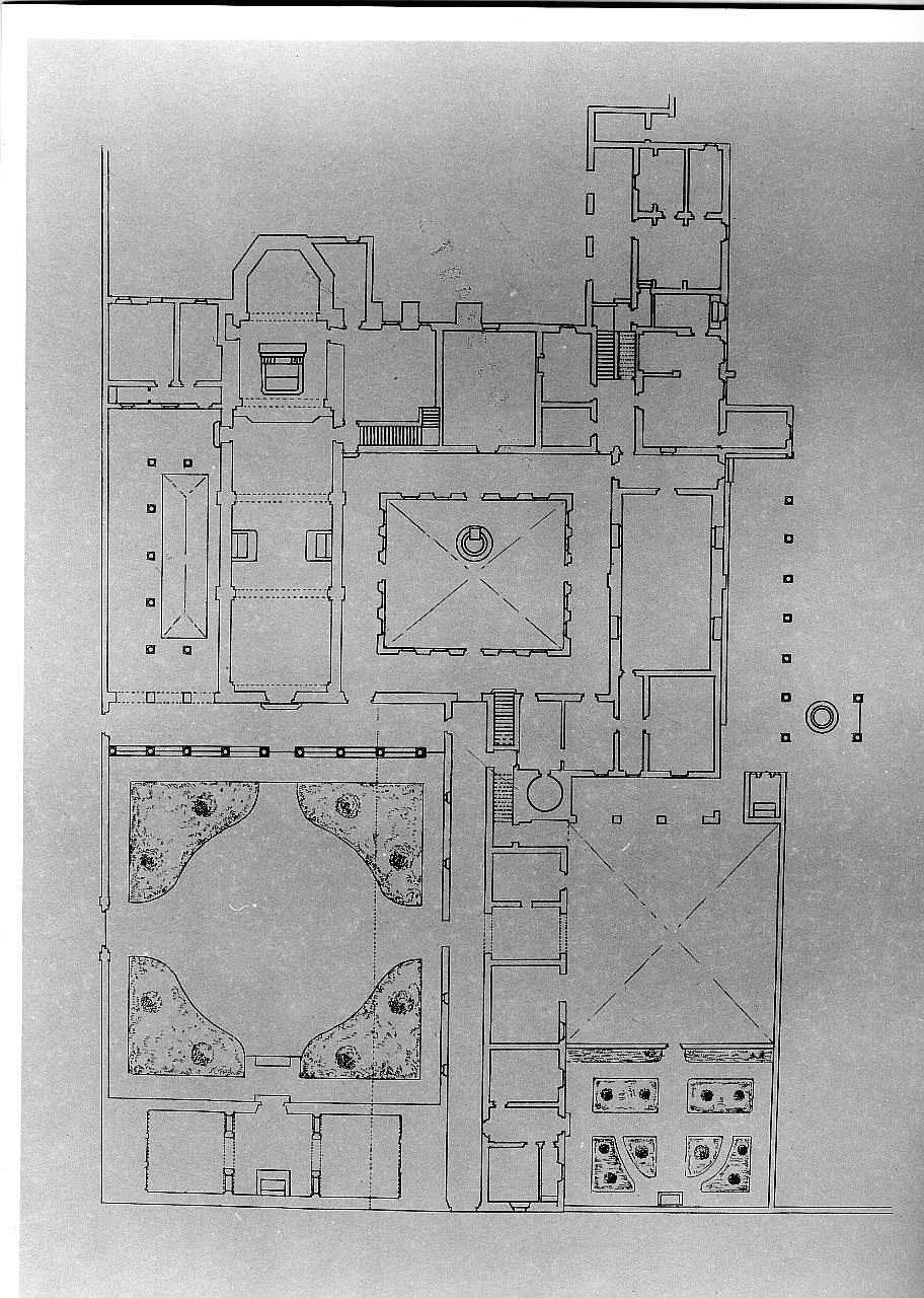 pianta del convento (stampa, serie) di Corinti Corinto - ambito fiorentino (sec. XX)