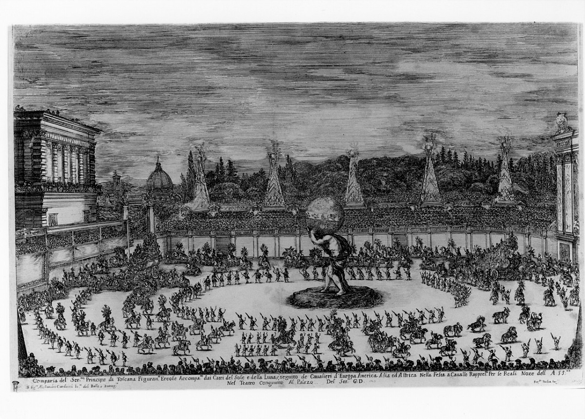 rappresentazione teatrale (stampa) di Tacca Ferdinando, Carducci Alessandro (sec. XVII)