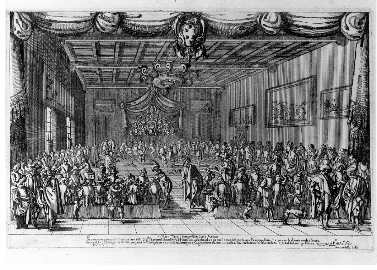 scena di banchetto (stampa) di Della Bella Stefano (sec. XVII)