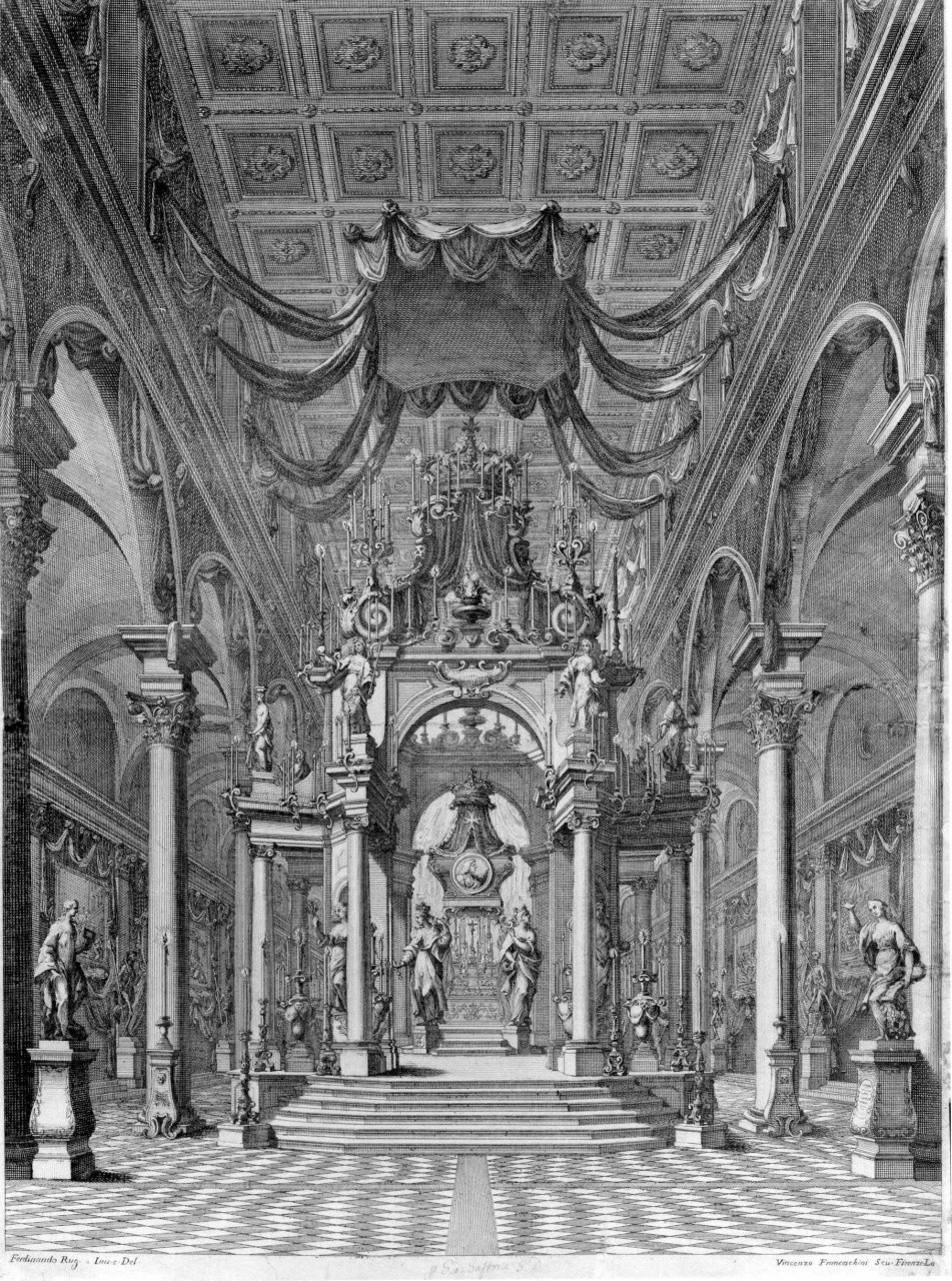monumento funerario romano (stampa) di Ruggieri Ferdinando, Franceschini Vincenzo (sec. XVIII)