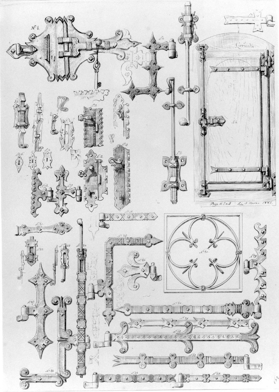 elementi decorativi (stampa) di Corinti Corinto (sec. XIX)
