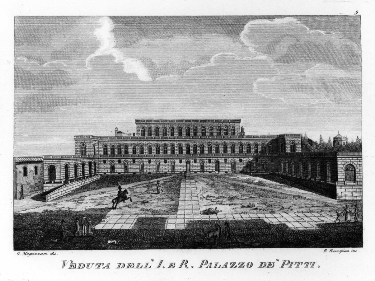 veduta di un palazzo (stampa) di Magazzari Giovanni, Rosaspina Bernardino (sec. XIX)