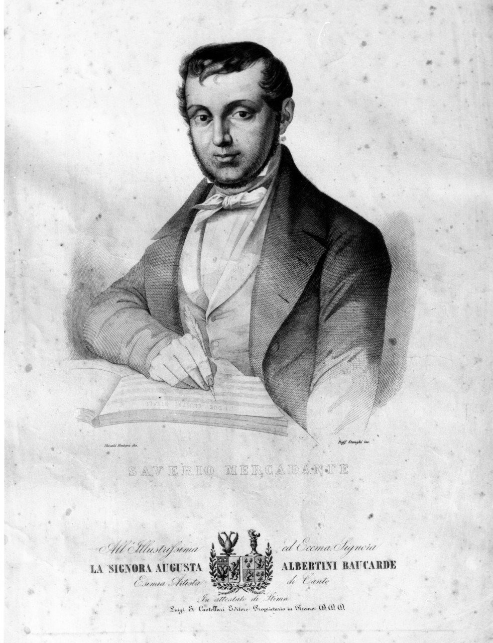 ritratto di Saverio Mercadante (stampa) di Fontani NiccolÃ², Stanghi Raffaello (metà sec. XIX)