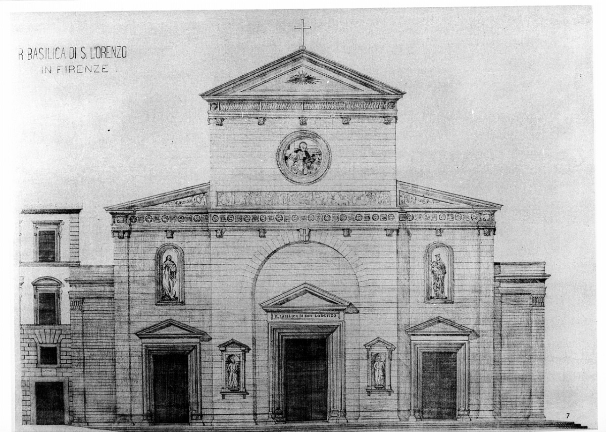 progetto di decorazione della facciata della basilica di S. Lorenzo a Firenze (stampa) di Alinari Vittorio - ambito italiano (sec. XX)