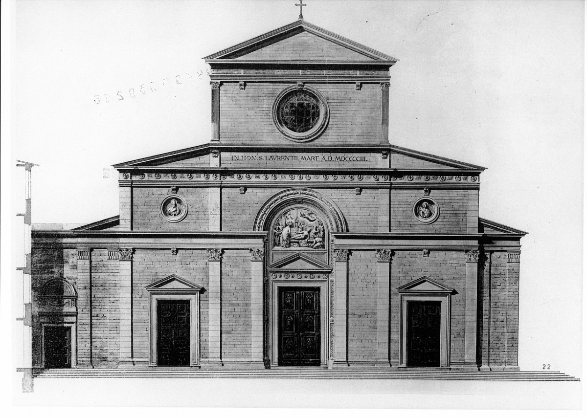 progetto di decorazione della facciata della basilica di S. Lorenzo a Firenze (stampa) di Giustini A, Alinari Vittorio (sec. XX)