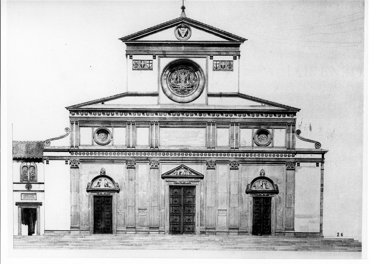 progetto di decorazione della facciata della basilica di S. Lorenzo a Firenze (stampa) di Bazzani Cesare, Alinari Vittorio (sec. XX)