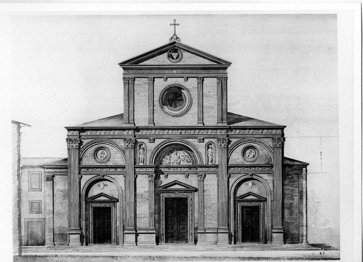 progetto di decorazione della facciata della basilica di S. Lorenzo a Firenze (stampa) di Caldini Luigi, Alinari Vittorio (sec. XX)