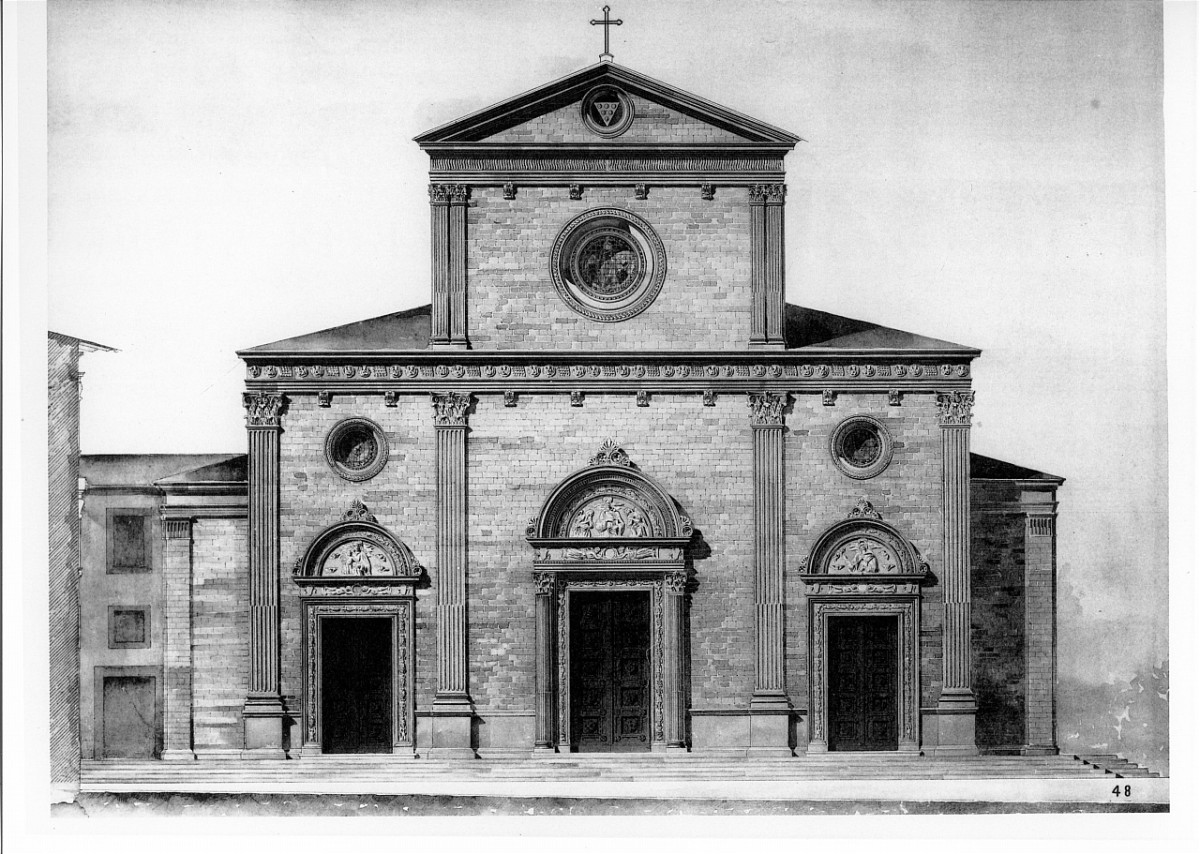 progetto di decorazione della facciata della basilica di S. Lorenzo a Firenze (stampa) di Caldini Luigi, Alinari Vittorio (sec. XX)