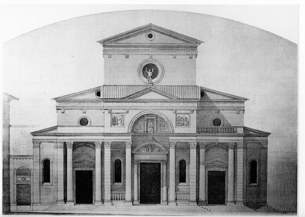 progetto di decorazione della facciata della basilica di S. Lorenzo a Firenze (stampa) di Bucci Ulpiano, Alinari Vittorio (sec. XX)