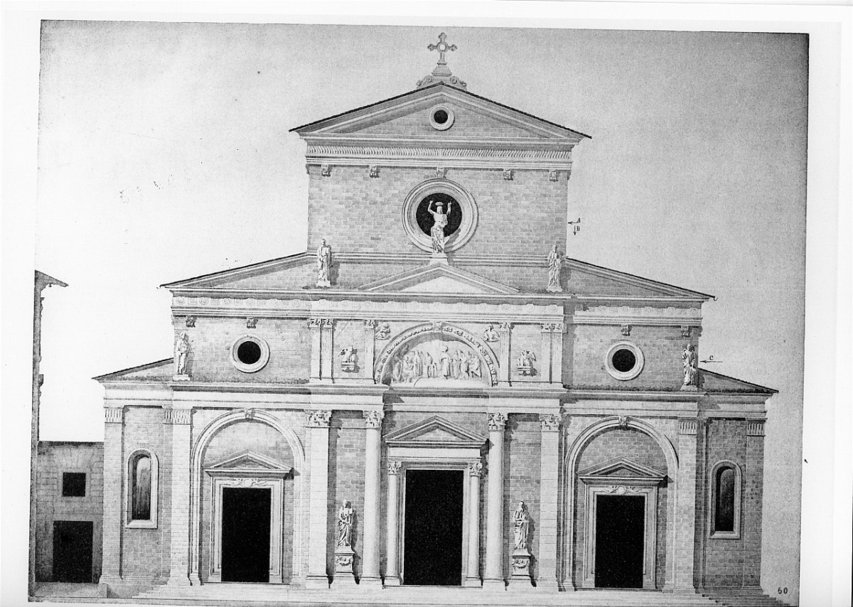 progetto di decorazione della facciata della basilica di S. Lorenzo a Firenze (stampa) di Bucci Ulpiano, Alinari Vittorio (sec. XX)