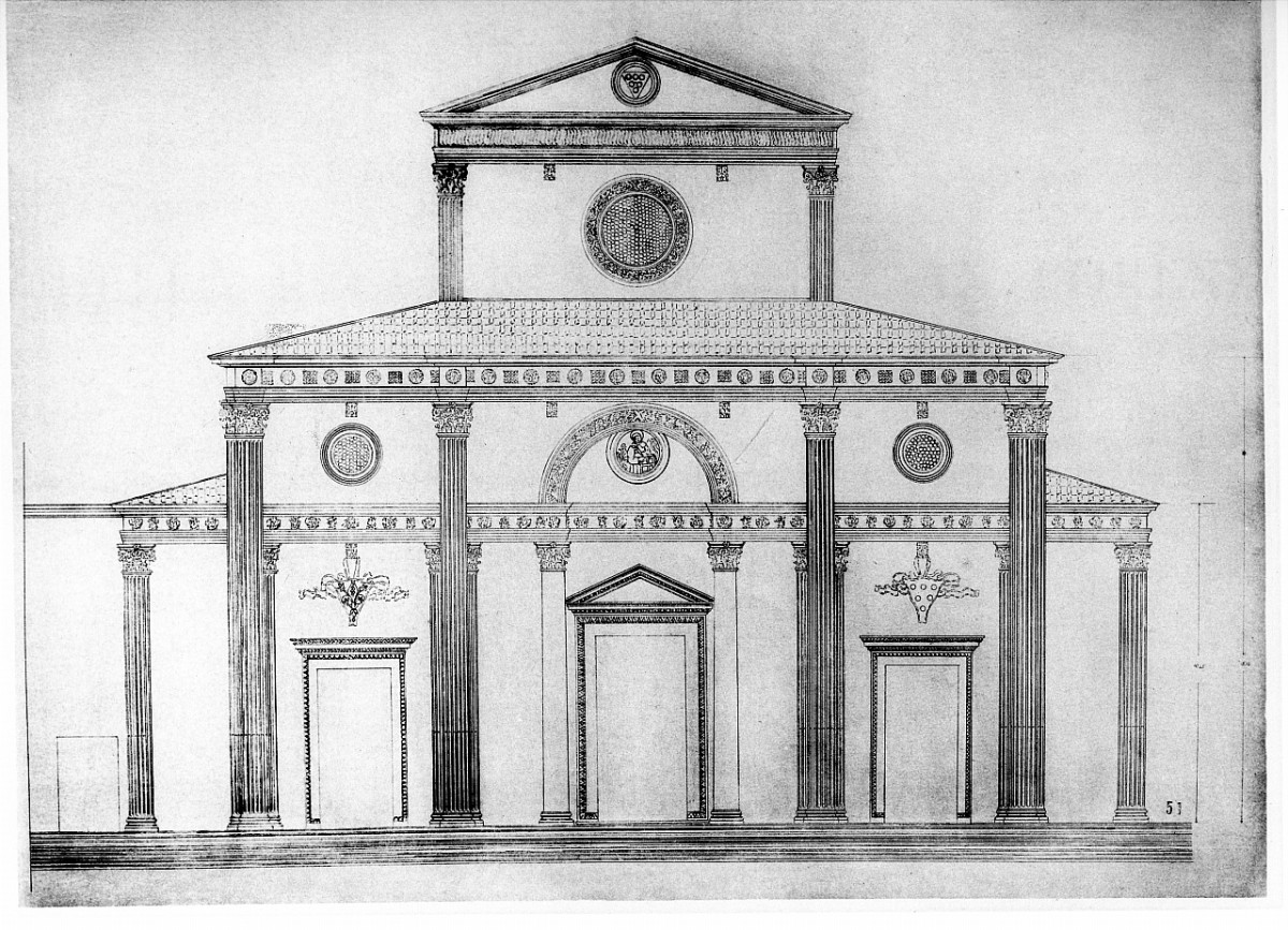 progetto di decorazione della facciata della basilica di S. Lorenzo a Firenze (stampa) di Alinari Vittorio - ambito italiano (sec. XX)