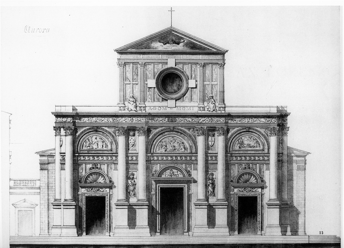 progetto di decorazione della facciata della basilica di S. Lorenzo a Firenze (stampa) di Alinari Vittorio - ambito italiano (sec. XX)