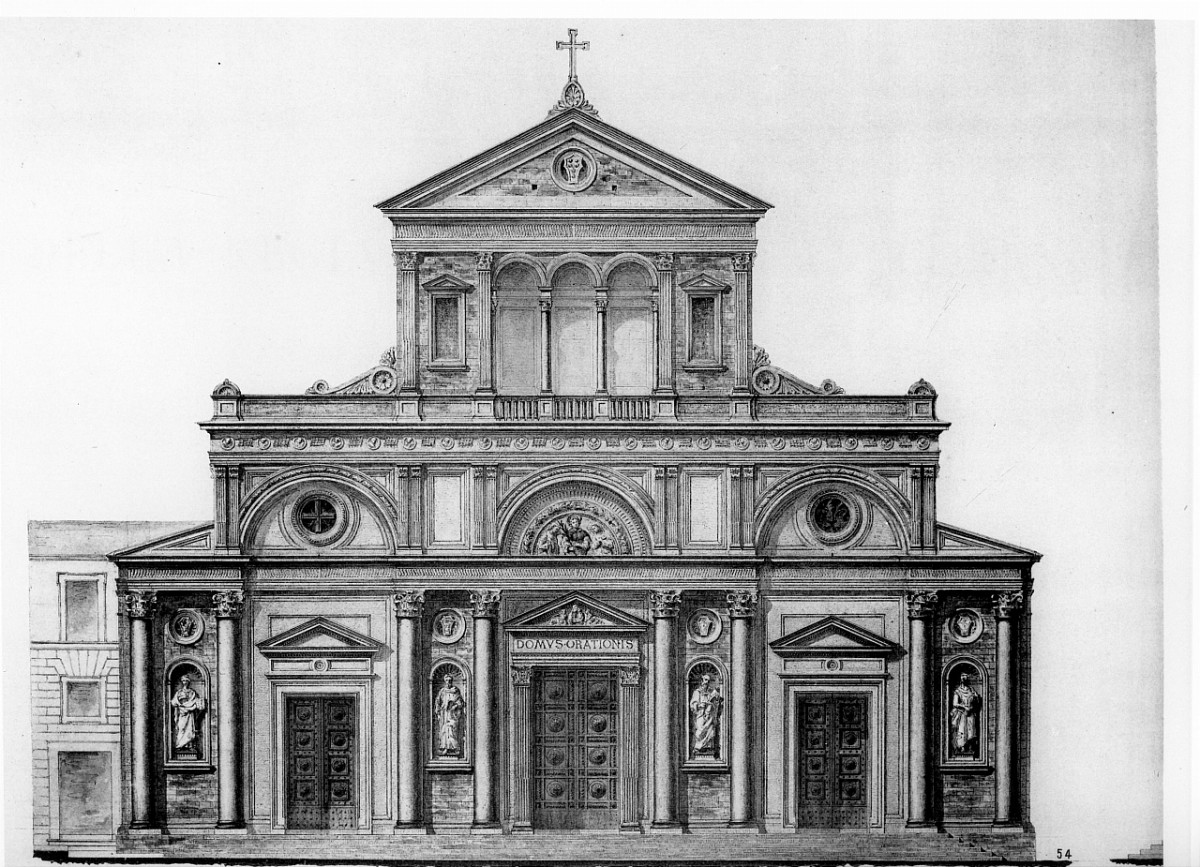 progetto di decorazione della facciata della basilica di S. Lorenzo a Firenze (stampa) di Alinari Vittorio - ambito italiano (sec. XX)