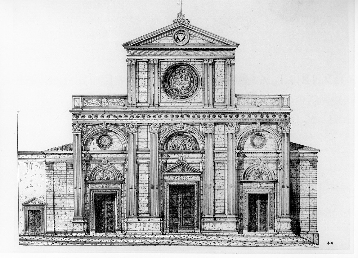 progetto di decorazione della facciata della basilica di S. Lorenzo a Firenze (stampa) di Alinari Vittorio - ambito italiano (sec. XX)