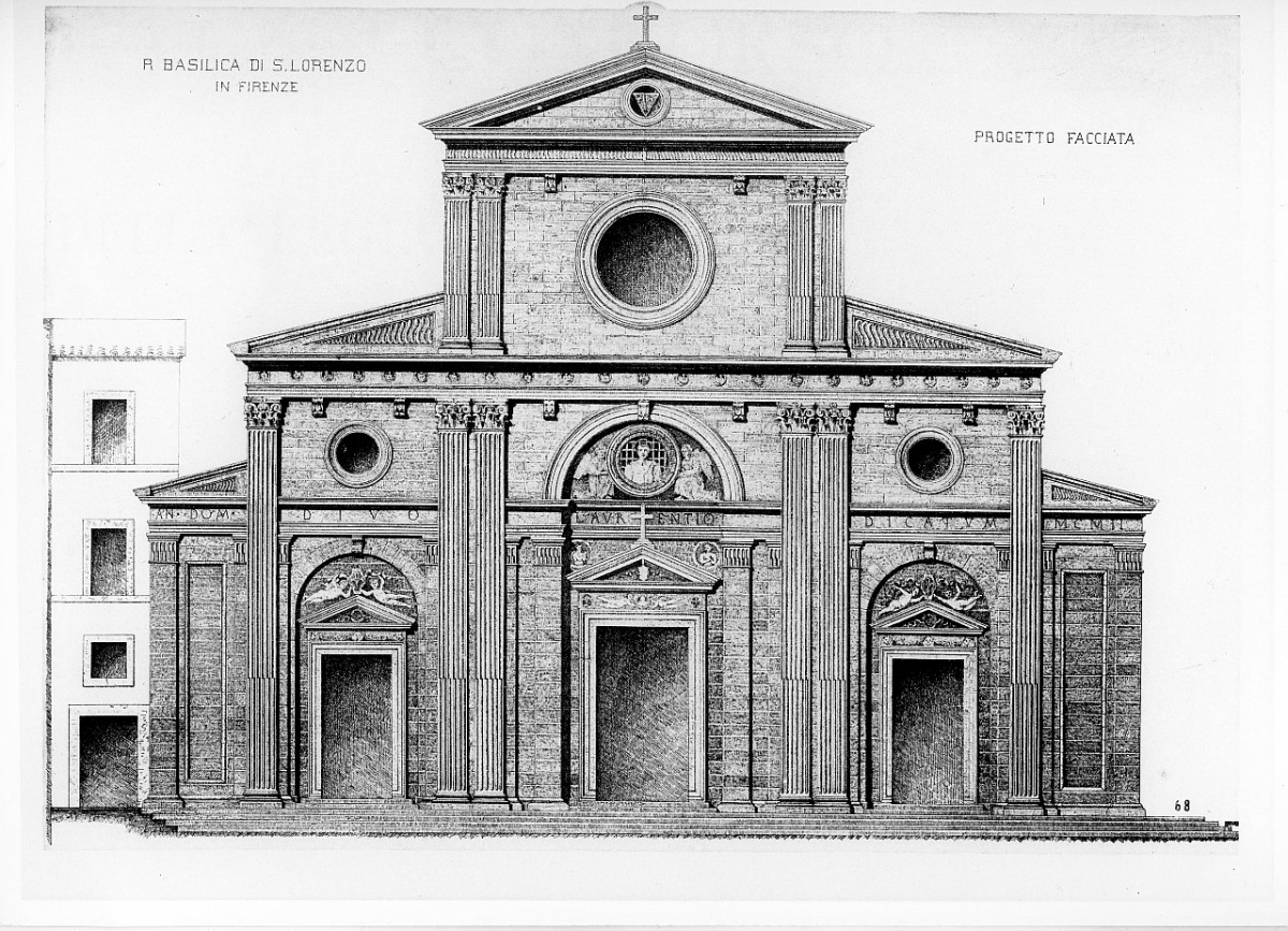 progetto di decorazione della facciata della basilica di S. Lorenzo a Firenze (stampa) di Alinari Vittorio - ambito italiano (sec. XX)