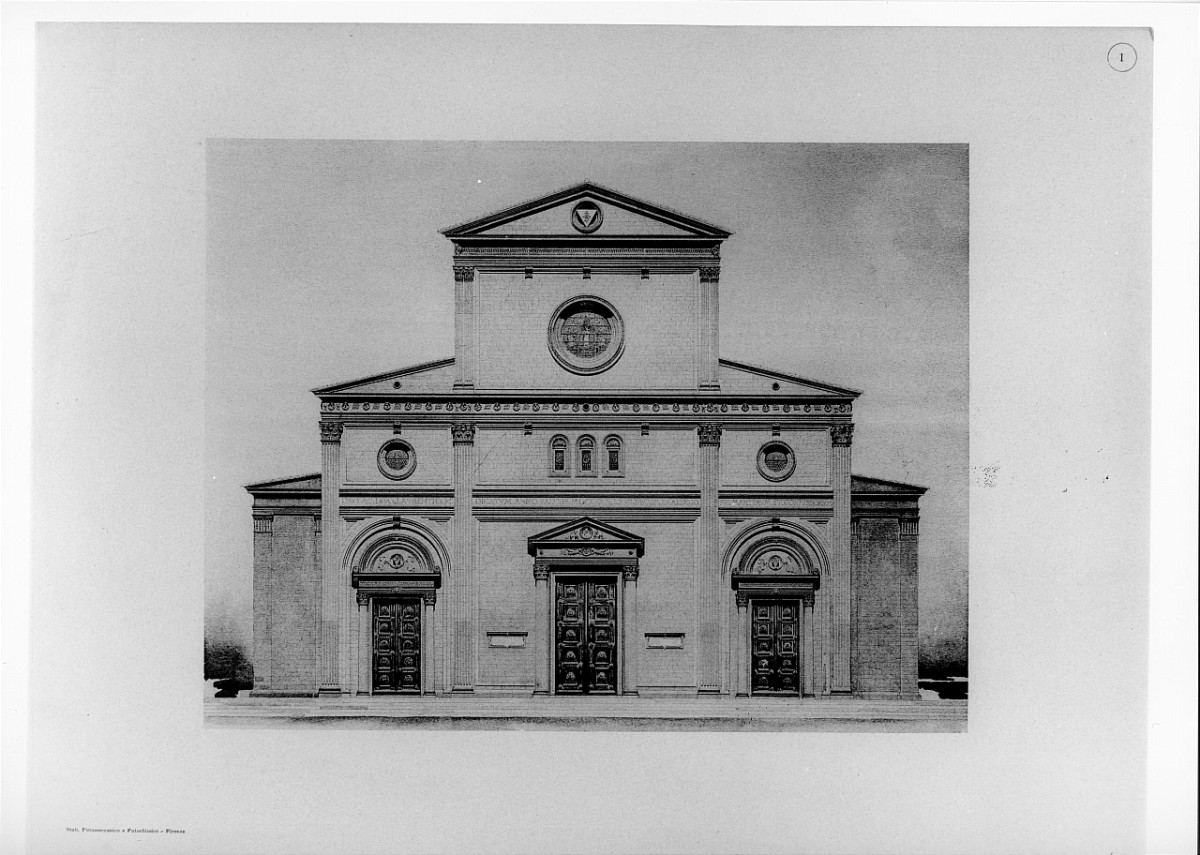 progetto di decorazione della facciata della basilica di S. Lorenzo a Firenze (stampa, serie) di Alinari Vittorio, Calderini Guglielmo (sec. XX)
