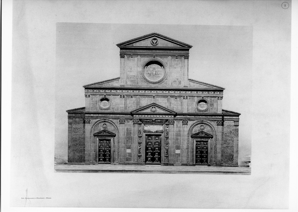 progetto di decorazione della facciata della basilica di S. Lorenzo a Firenze (stampa) di Alinari Vittorio, Calderini Guglielmo (sec. XX)