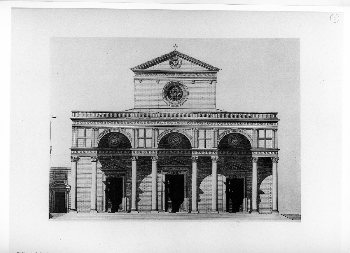 progetto di decorazione della facciata della basilica di S. Lorenzo a Firenze (stampa) di Alinari Vittorio, Collamarini Edoardo (sec. XX)