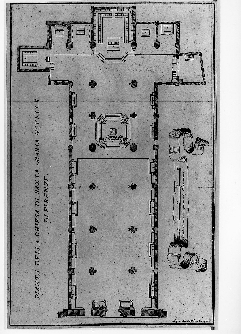 Pianta della chiesa di S. Maria Novella (stampa smarginata) di Ruggieri Ferdinando (sec. XVIII)