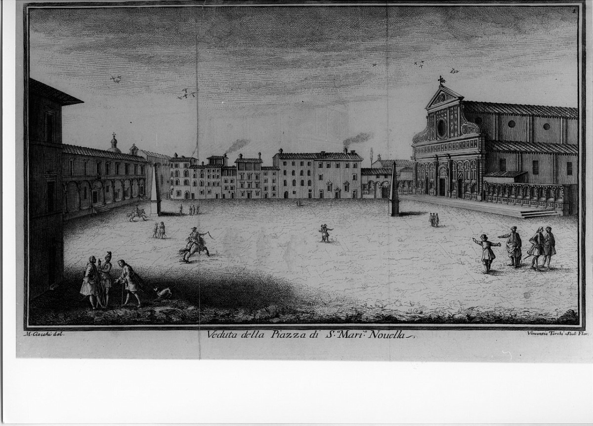 veduta di piazza S. Maria Novella a Firenze (stampa) di Ciocchi Michele, Tarchi Vincenzo (sec. XVIII)
