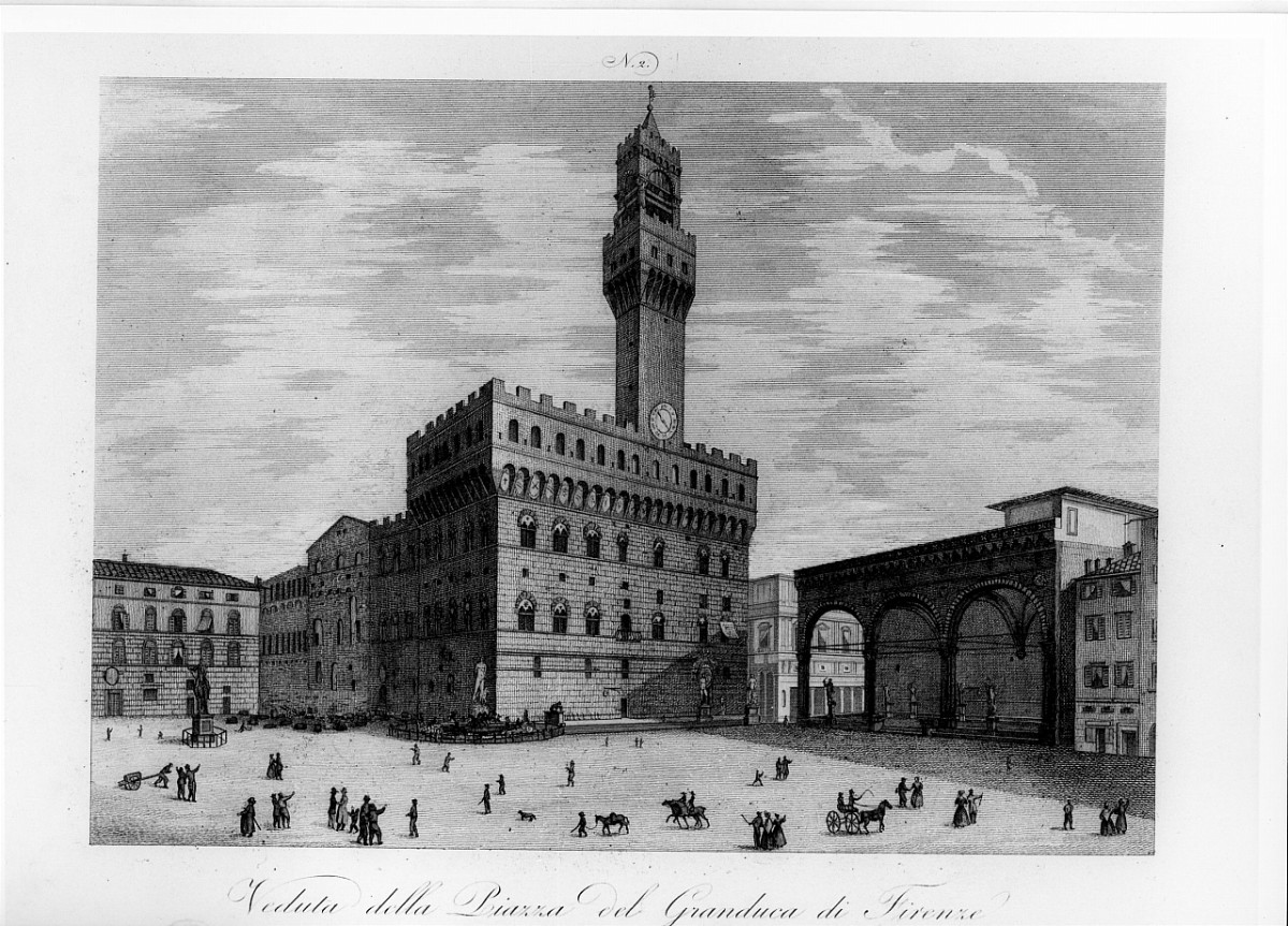 veduta di piazza Signoria a Firenze (stampa) di De Vegni L (prima metà sec. XIX)