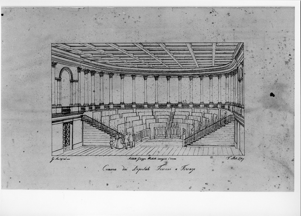 veduta della Camera dei Deputati (stampa) di Martelli Giuseppe, Socci G, Belli T (sec. XIX)