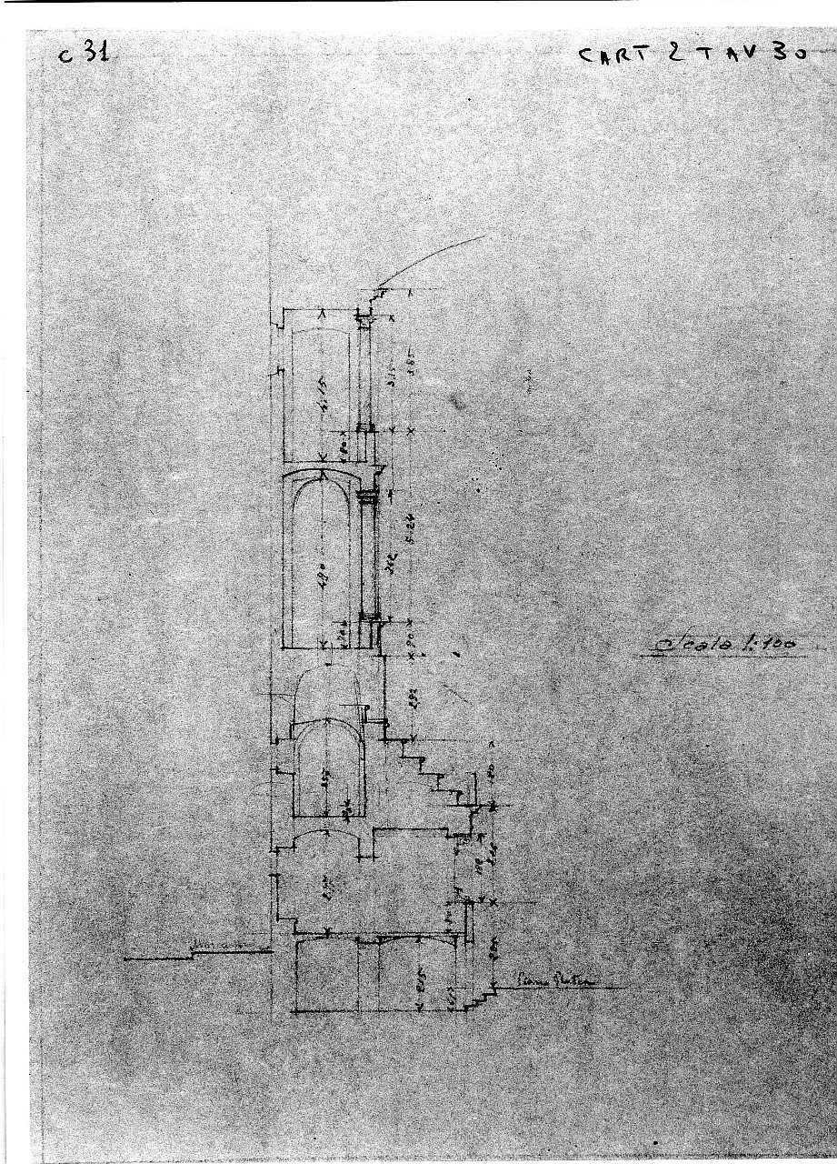 particolare della sezione trasversale del teatro Politeama (oggi Comunale) a Firenze (stampa) - ambito fiorentino (prima metà sec. XX)