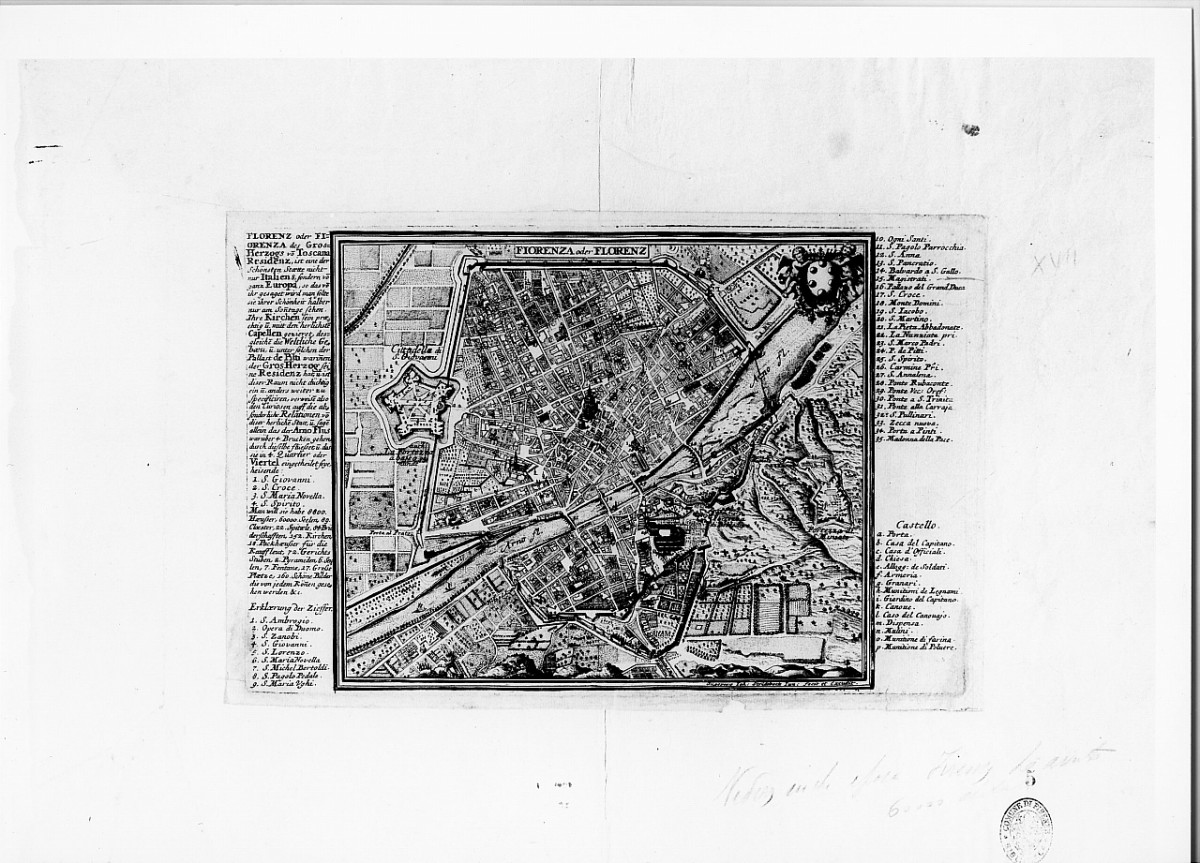 Pianta di Firenze (stampa) di Bodenehr Gabriel (primo quarto sec. XVIII)