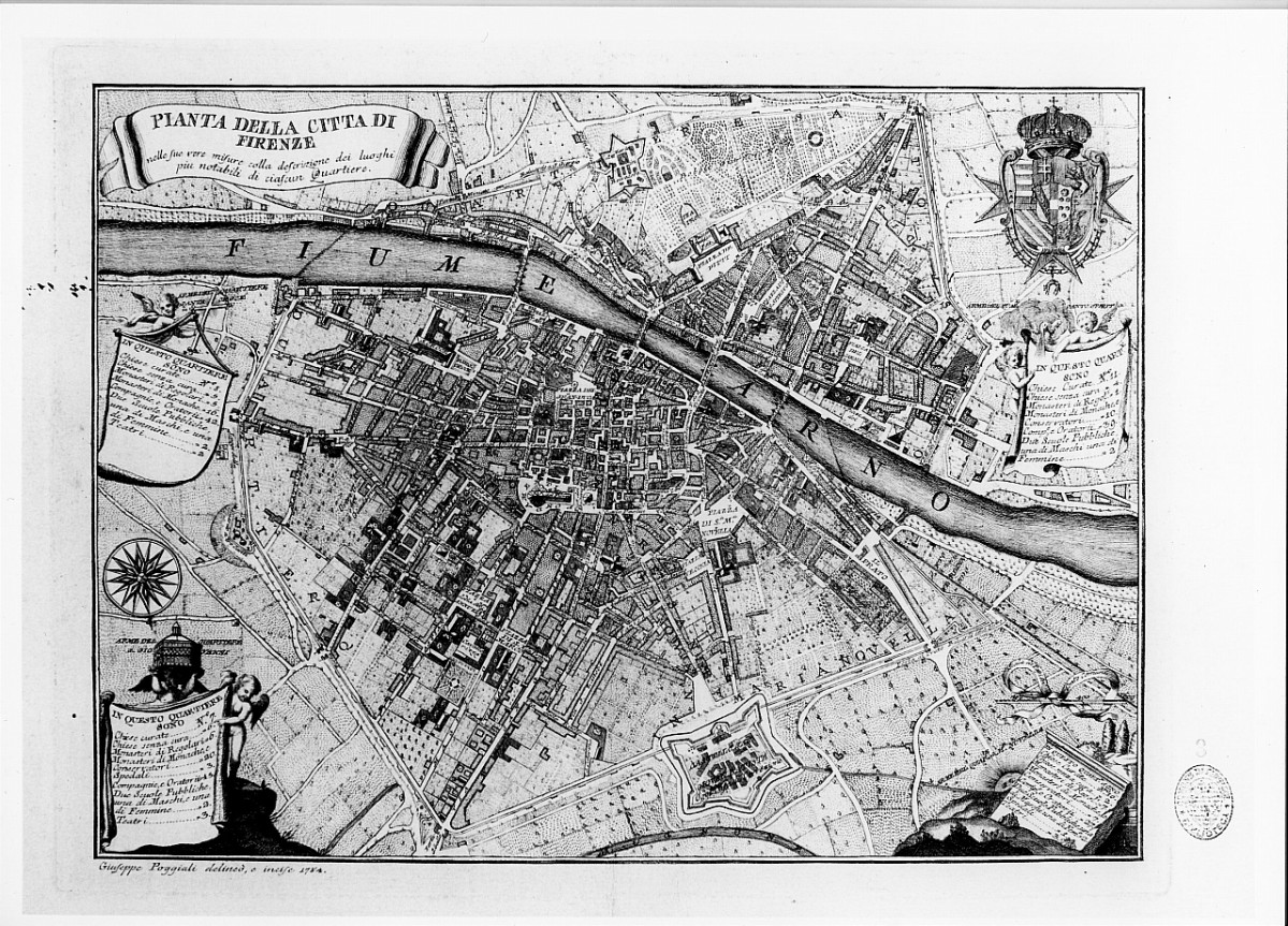 Pianta di Firenze (stampa) di Poggiali Giuseppe, Ruggieri Ferdinando (sec. XVIII)