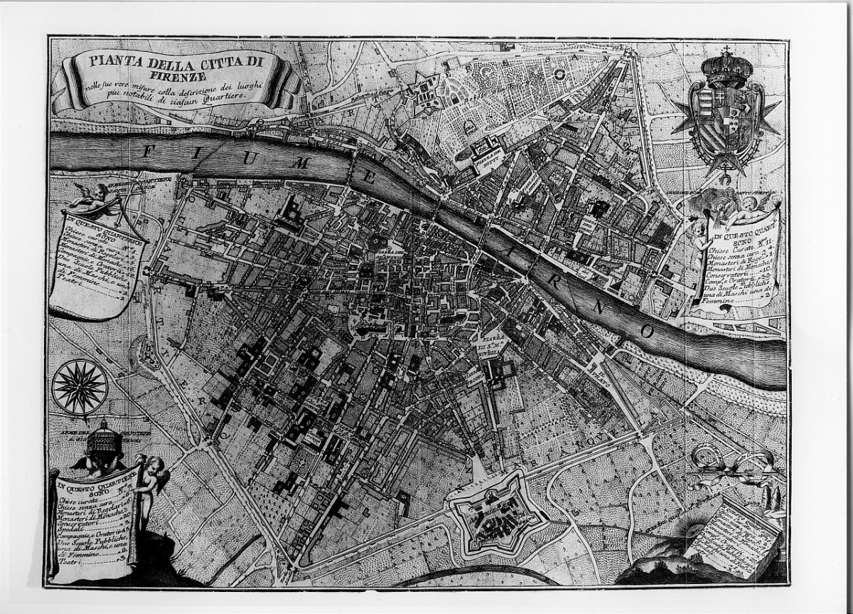 Pianta di Firenze (stampa) di Poggiali Giuseppe, Ruggieri Ferdinando (sec. XVIII)