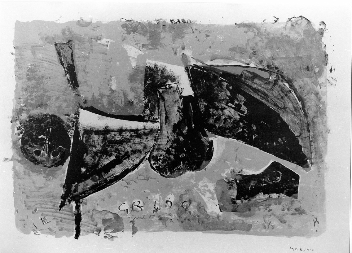 Il grido, cavaliere che cade da cavallo (stampa) di Marini Marino (sec. XX)