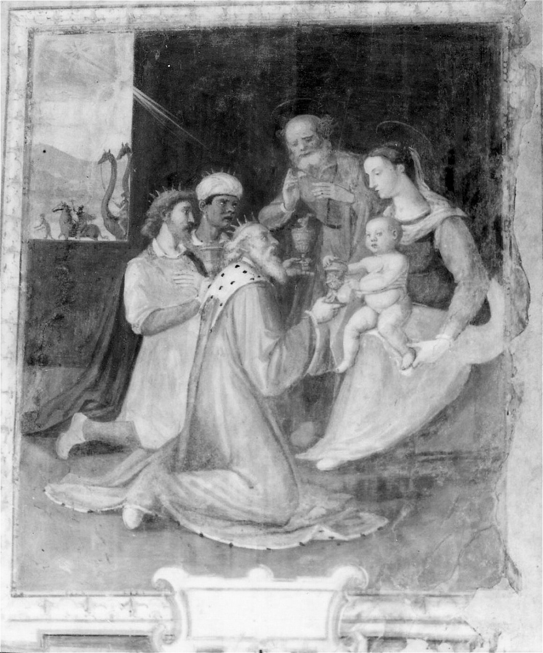 adorazione dei Re Magi (dipinto murale) di Salvestrini Pietro (e aiuti) (primo quarto sec. XVII)