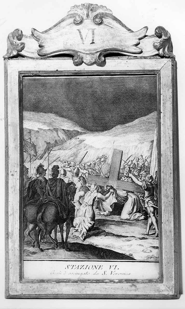 stazione VI: Gesù asciugato dalla Veronica (stampa) - ambito fiorentino (secc. XVIII/ XIX)