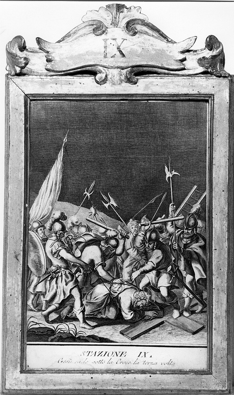 stazione IX: Gesù cade sotto la croce la terza volta (stampa) - ambito fiorentino (secc. XVIII/ XIX)