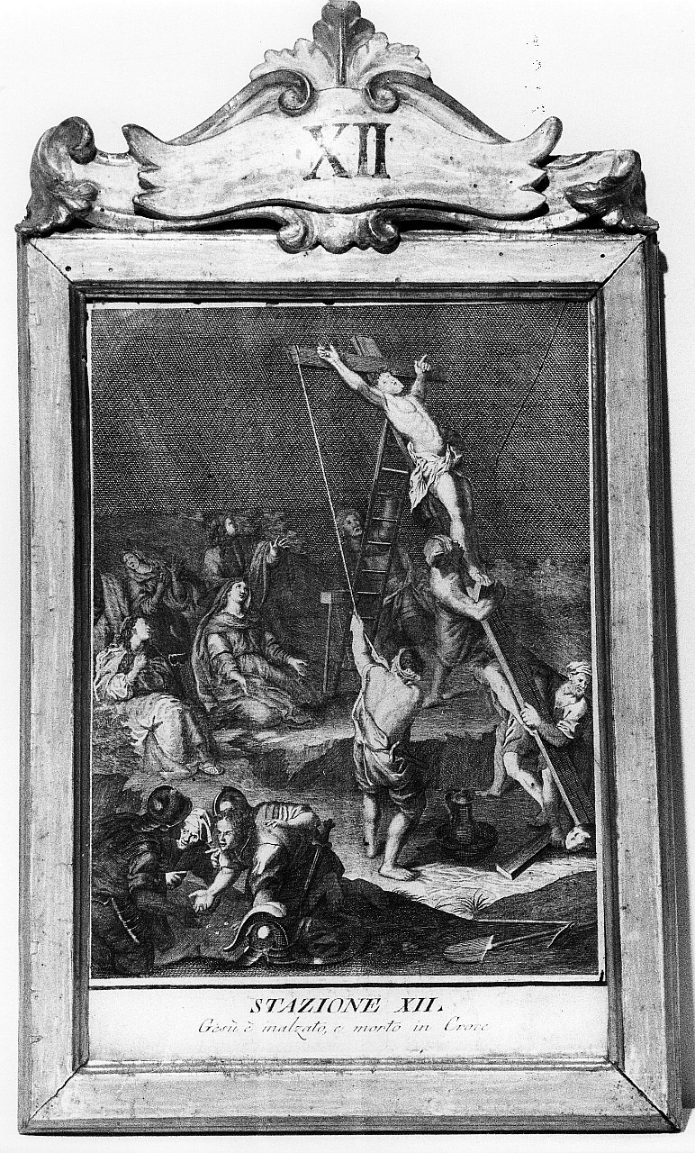 stazione XII: Gesù innalzato e morto in croce (stampa) - ambito fiorentino (secc. XVIII/ XIX)