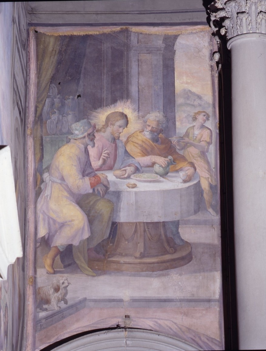 cena in Emmaus (dipinto murale) di Balducci Giovanni detto Cosci (attribuito) (fine sec. XVI)