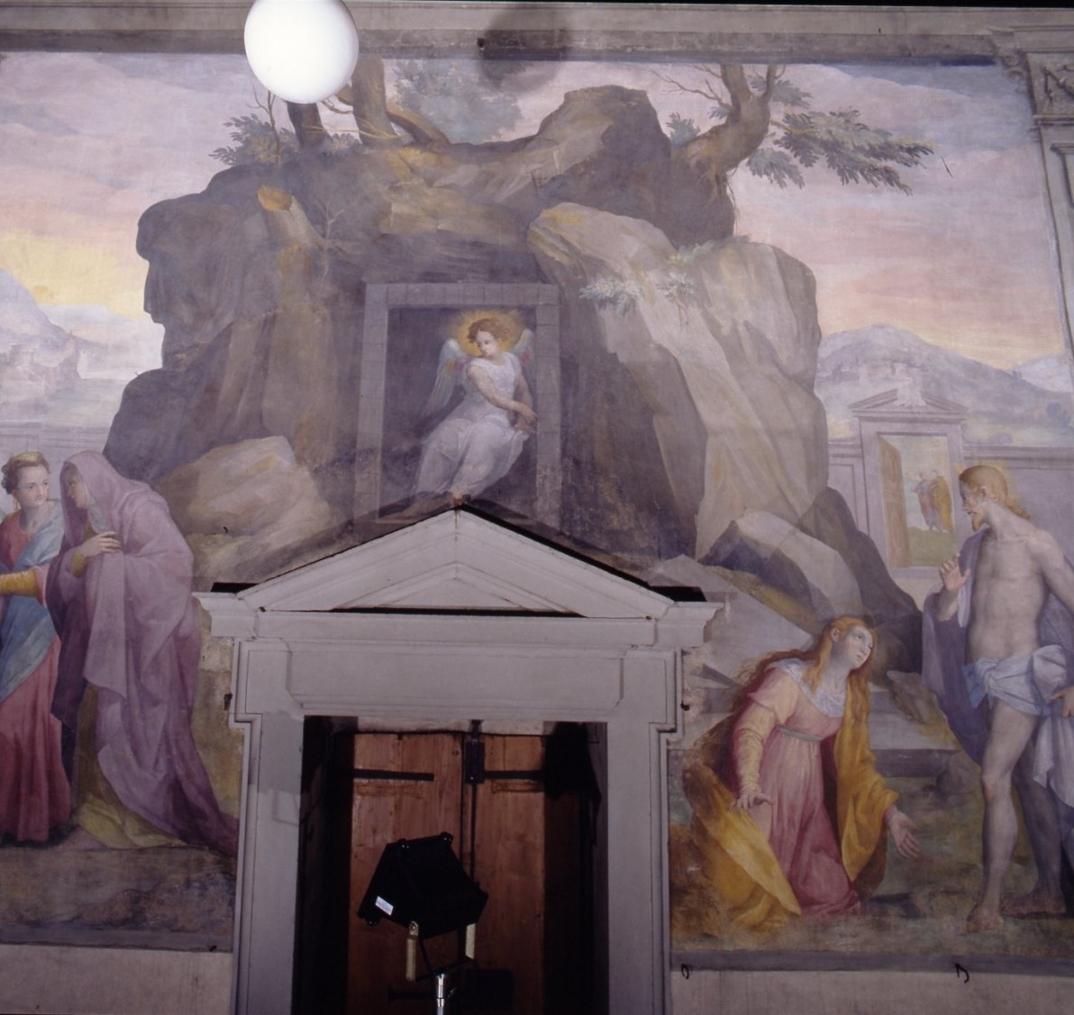 apparizione di Cristo risorto alle pie donne (dipinto murale) di Balducci Giovanni detto Cosci (attribuito) (fine sec. XVI)