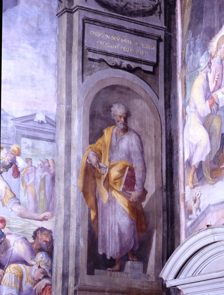 San Pietro Apostolo (dipinto murale) di Balducci Giovanni detto Cosci (attribuito) (fine sec. XVI)