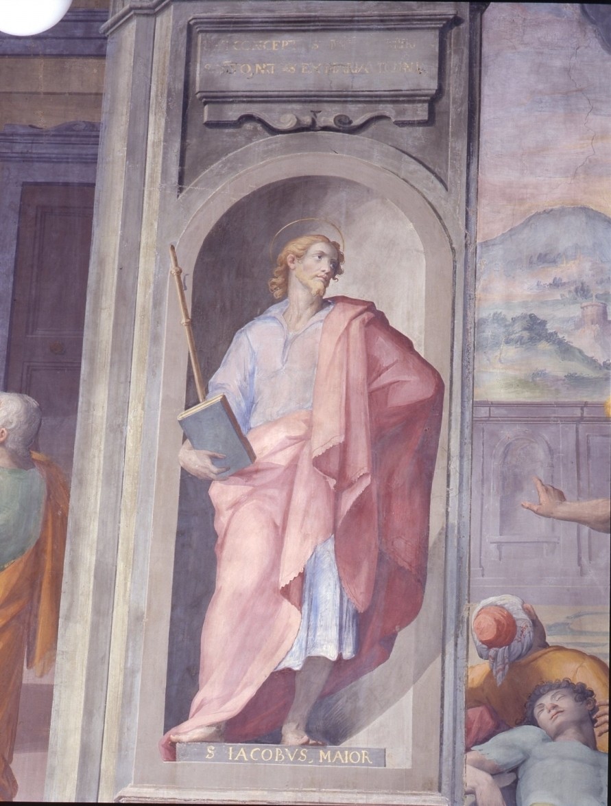 San Giacomo il Maggiore (dipinto murale) di Balducci Giovanni detto Cosci (attribuito) (fine sec. XVI)