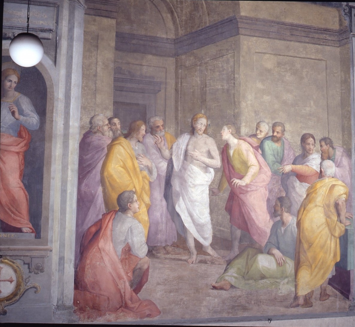 Cristo appare agli apostoli (dipinto murale) di Balducci Giovanni detto Cosci (attribuito) (fine sec. XVI)