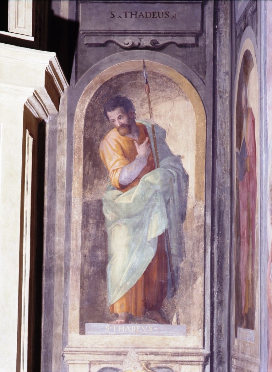 San Taddeo apostolo (dipinto murale) di Balducci Giovanni detto Cosci (attribuito) (fine sec. XVI)